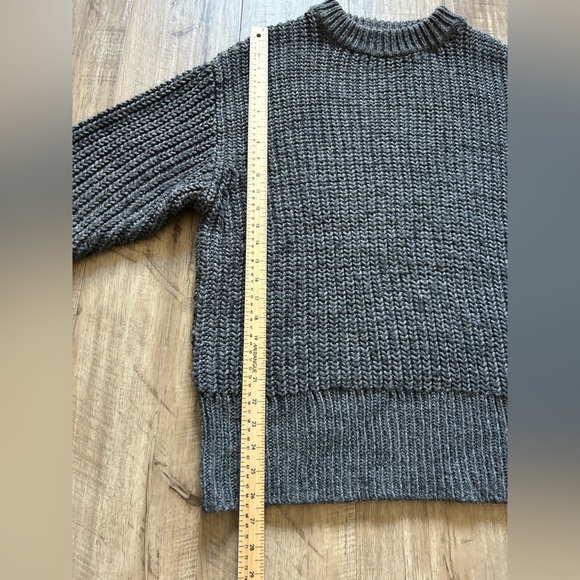 Wool blend Zara chunky knit Cozy Gray Sweater oversized long neutral winter - Picture 7 of 8
